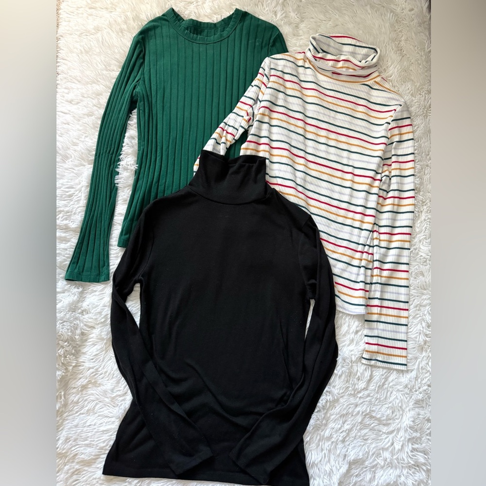 Women’s Turtleneck Trio - Green, Black, Multicolor